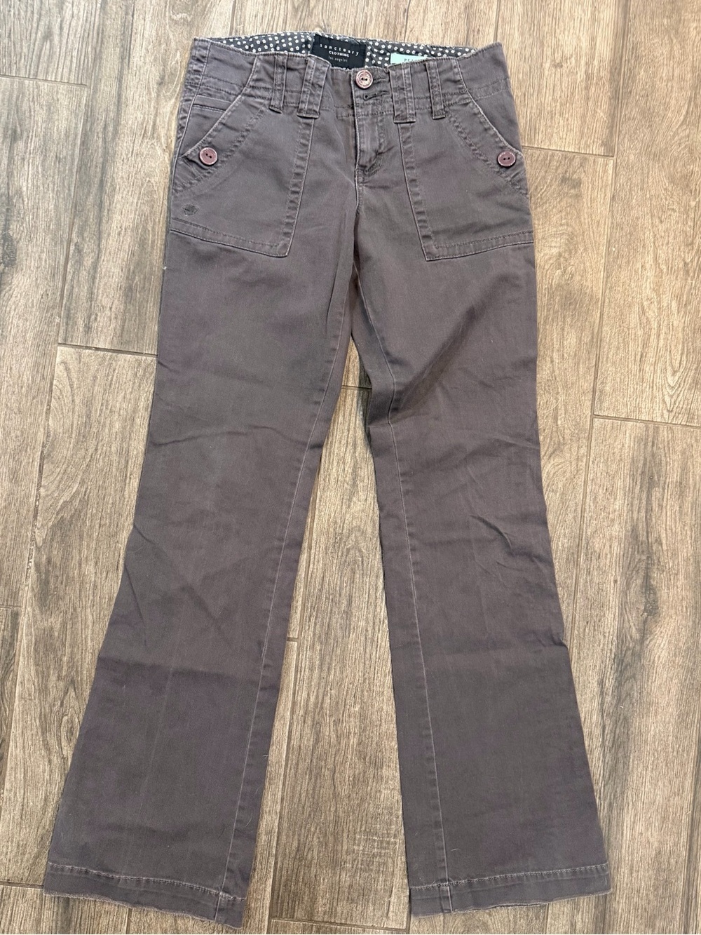 Live Life By Sanctuary Peace Y2K Olive Low Rise Boot Cut Pants